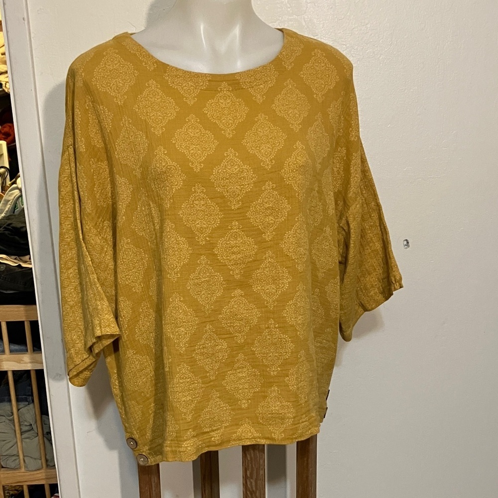Pure Jill JJill 100% cotton easy fit pullover top with Boho design made in India